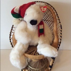 Ty Holiday Bear White Green White Red Scarf 15”